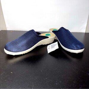 Fly Flot Clogs Womens 8 Shoes Navy Blue Italian Made Mesh Leather Insole Slides